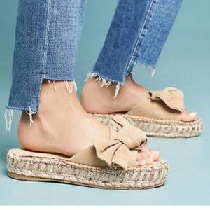 NWOT J/Slides Ritsy Espadrille Suede Bow Slides pink color